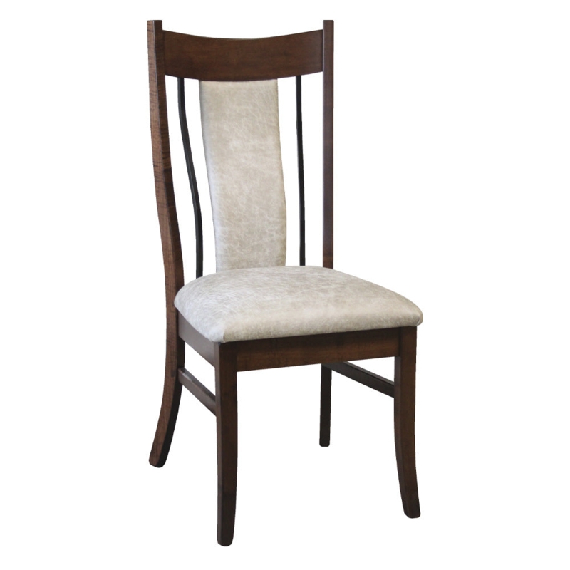 Dining Chair Slender Wrought Iron Frame Upholstered Seat