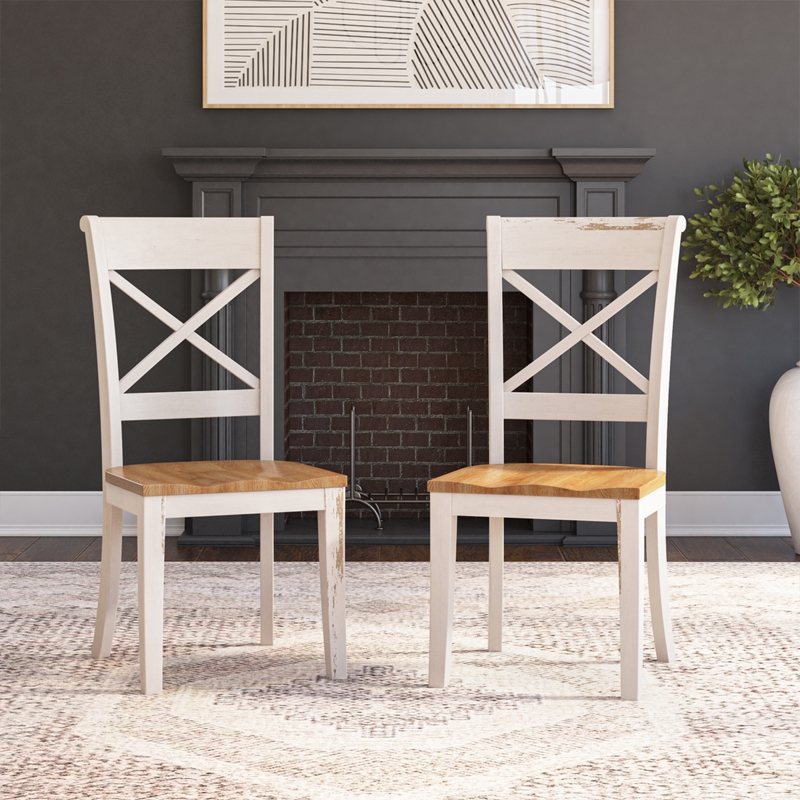 Dining Chair Solid Wood with H Stretcher Base Rustic Style