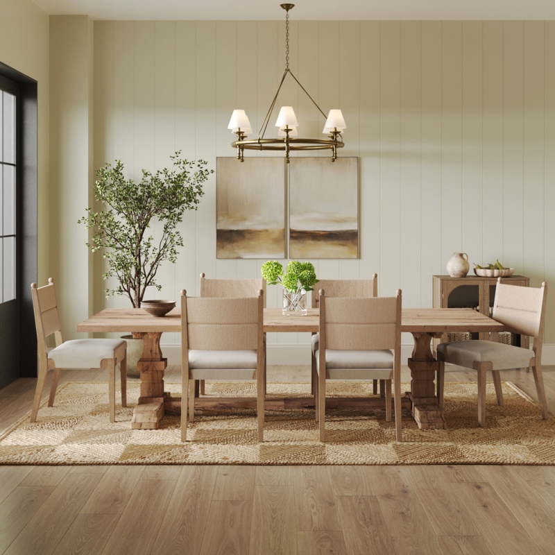 Dining Chair Spindle Back Flax Upholstery Woven Seagrass Seat