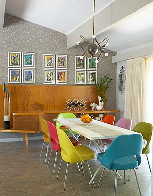 Dining Chair Spindle Back Rainbow Colors Scandinavian Minimalist