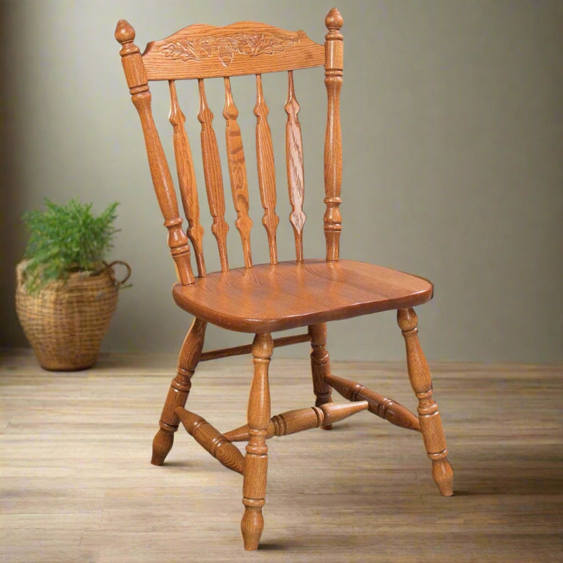 Dining Chair Spindle Back Saddle Seat Turned Legs Traditional Espresso