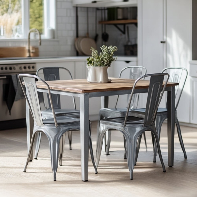 Dining Chair Stackable Slat Back Gunmetal Matte Finish Set