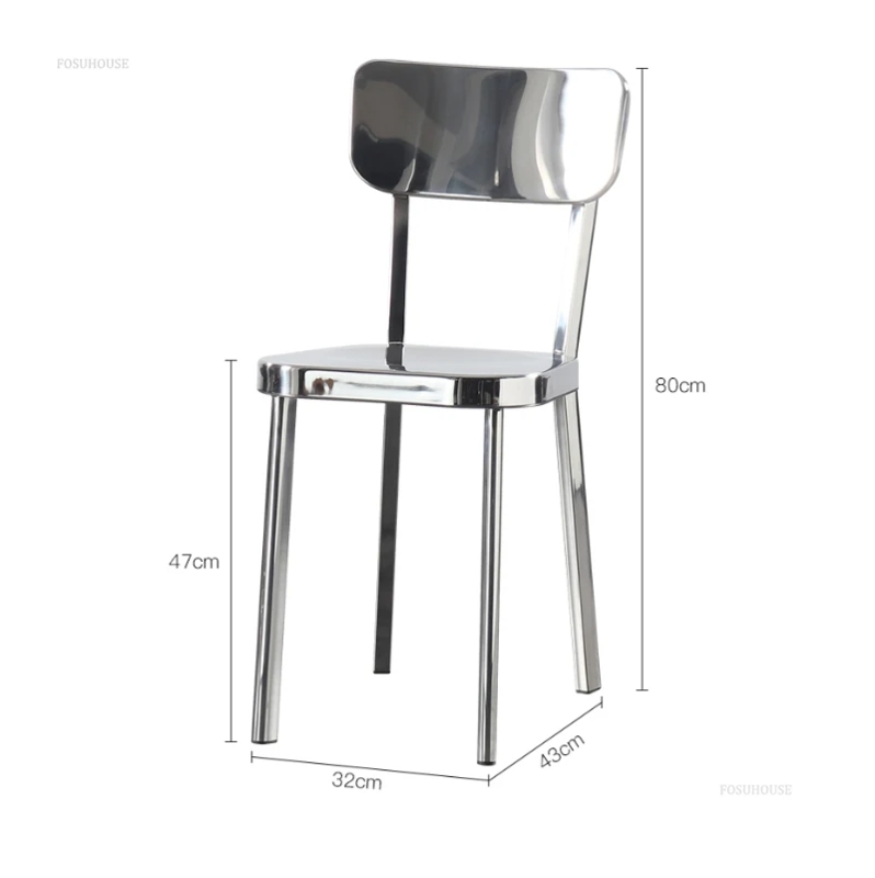 Dining Chair Sweeping Curved Backrest Polished Metal Cream