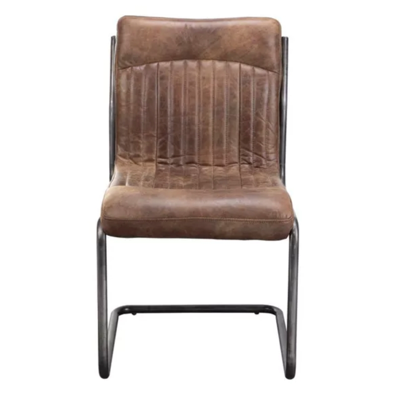 Dining Chair Tan Upholstery Dark Wood Frame Curved Silhouette