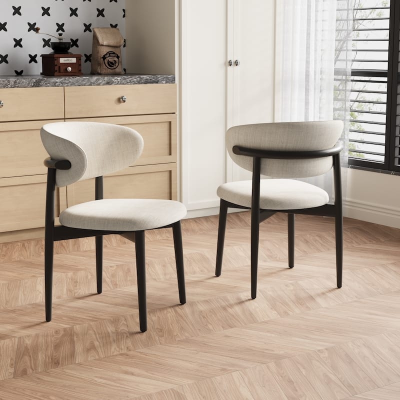 Dining Chair Tapered Black Legs Curved Silhouette Upholstered Chairs