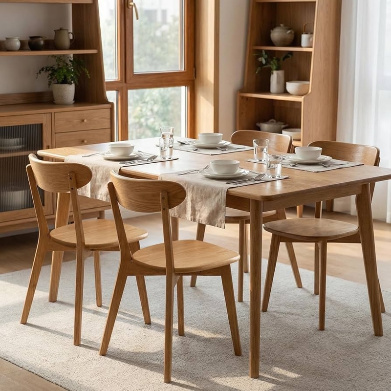 Dining Chair Tapered Silhouette Curved Backrest Scandinavian Oak