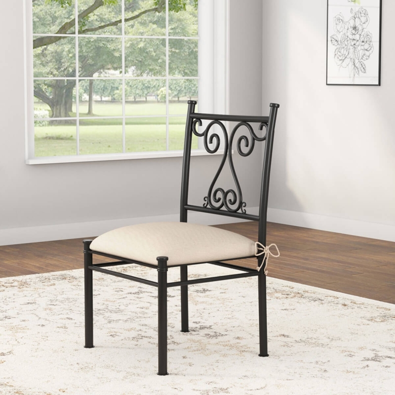 Dining Chair Traditional Scrollwork Back Wrought Iron Look