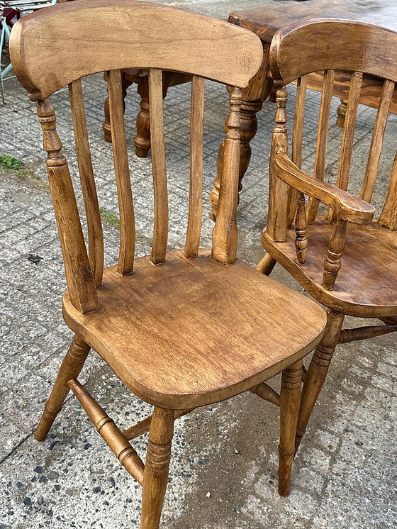 Dining Chair Traditional Slat Back Beech Wood Tapered Legs Rustic