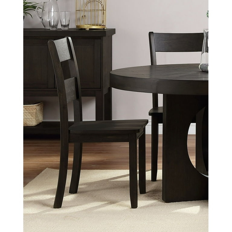 Dining Chair: Traditional Walnut Ladder Back with Scooped Wood Seat
