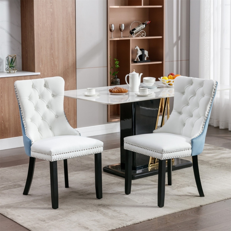 Dining Chair Transitional Grey Upholstered Tapered Black Legs