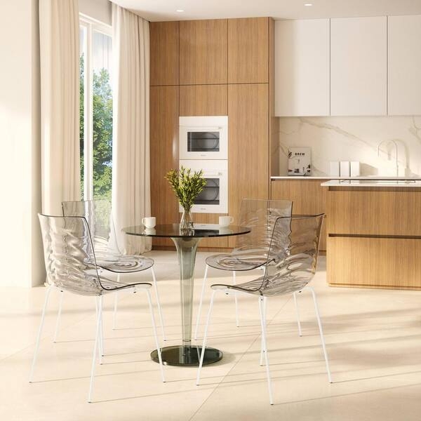 Dining Chair Transparent Plastic White Eiffel Base Metal Legs Stackable
