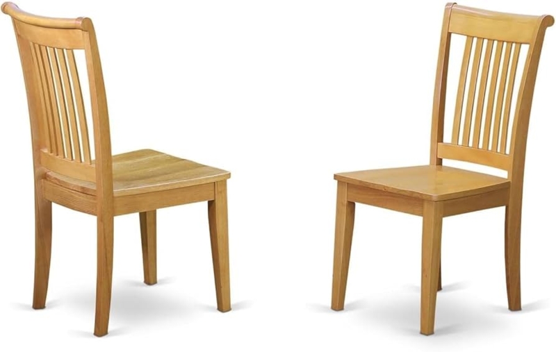 Dining Chair Turned Front Legs Warm Oak Finish Traditional Slat Back Set