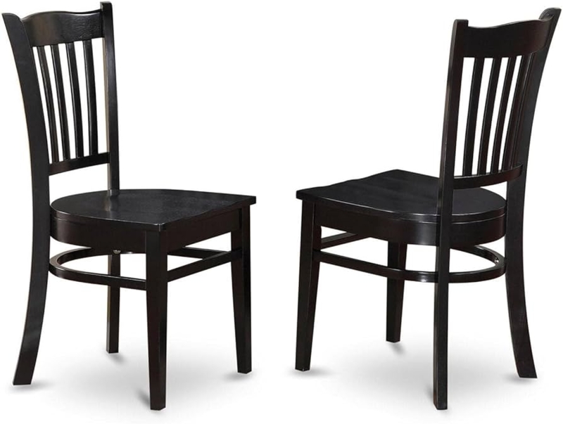 Dining Chair Two Tone Finish Black And Wood Slat Back Transitional Style