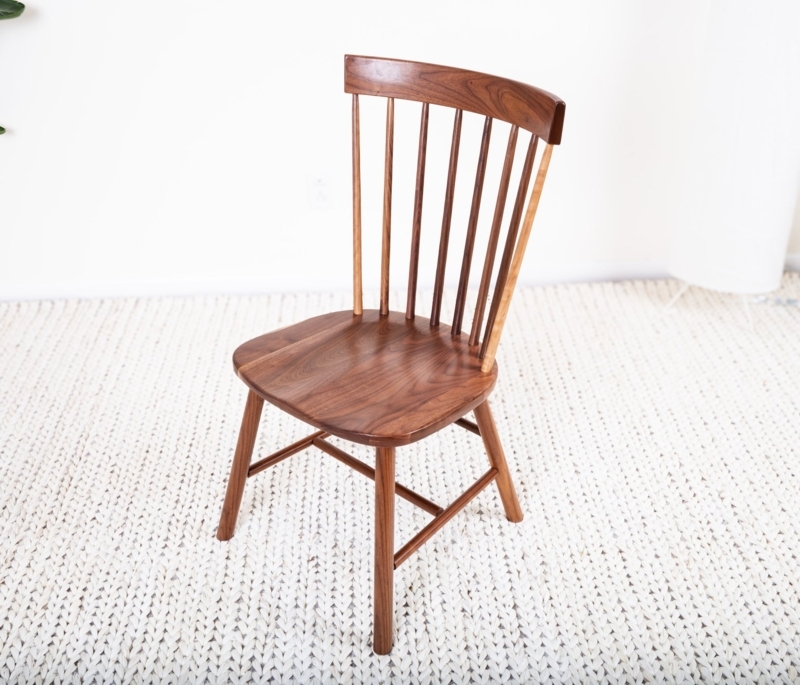 Dining Chair Upholstered Seat Curved Back Organic Wood Silhouette