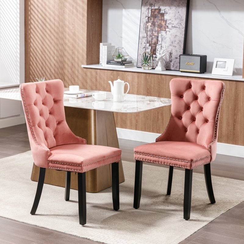 Dining Chair: Velvet Barrel Silhouette with Vertical Channel Tufting