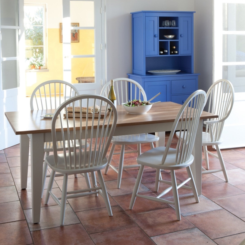 Dining Chair Vibrant Blue Paint Hoop Back Cottage Kitchen Seating