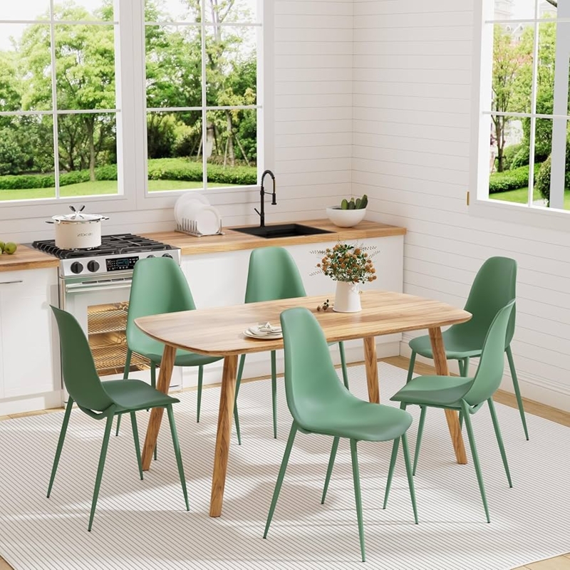 Dining Chair Vibrant Green Plastic Splayed Metal Legs Cutout Back