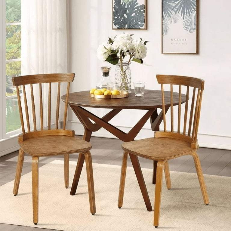 Dining Chair Vibrant Orange Finish Spindle Back Bow Back Eclectic Set