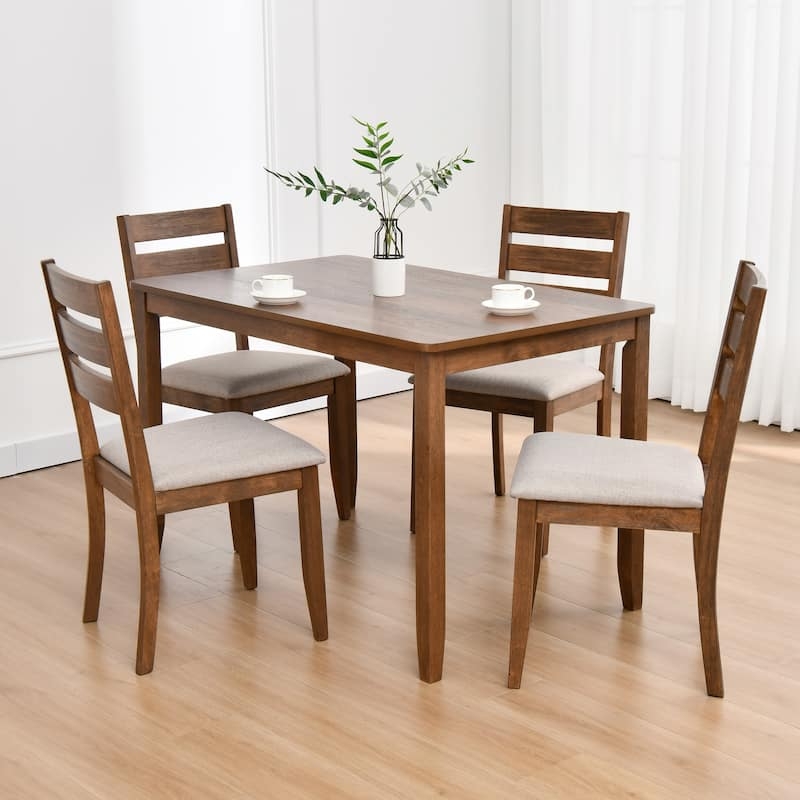Dining Chair Warm Oak Finish Scandinavian Ladder Back Tapered Legs Set