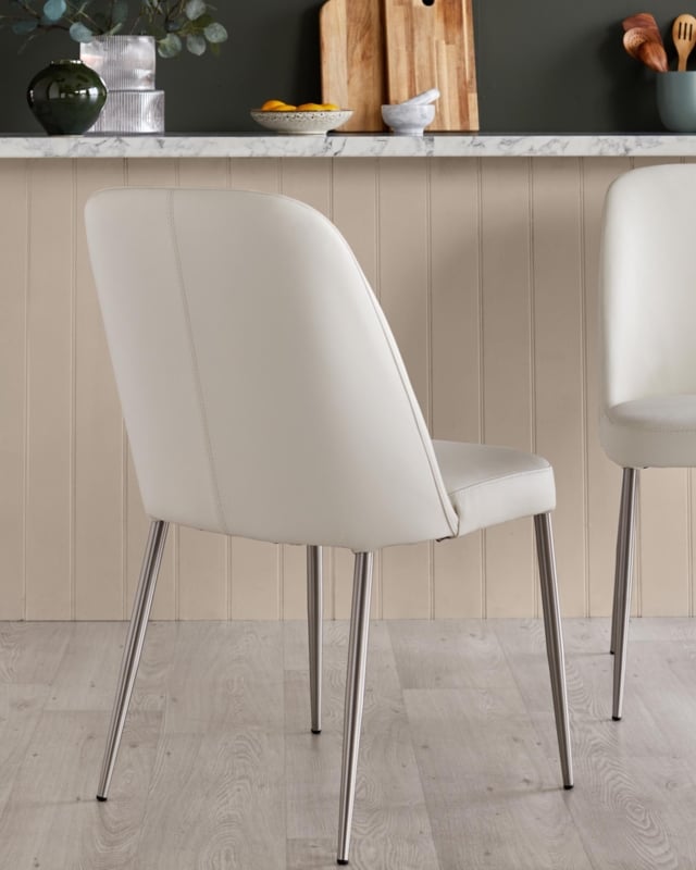 Dining Chair: White Curved Back with Vertical Cutout and Matte Legs