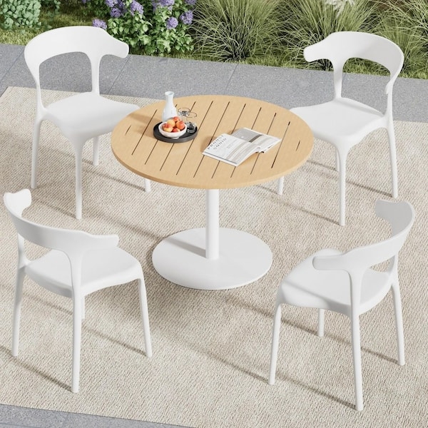 Dining Chair White Ergonomic Stackable Monochromatic Design