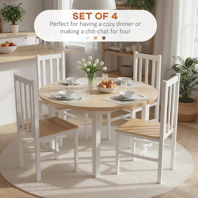 Dining Chair White Farmhouse Slat Back Shaker Style Matte Finish (68 chars)