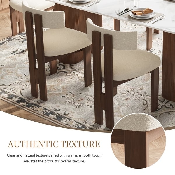 Dining Chair White Walnut Contrast Tapered Leg Silhouette
