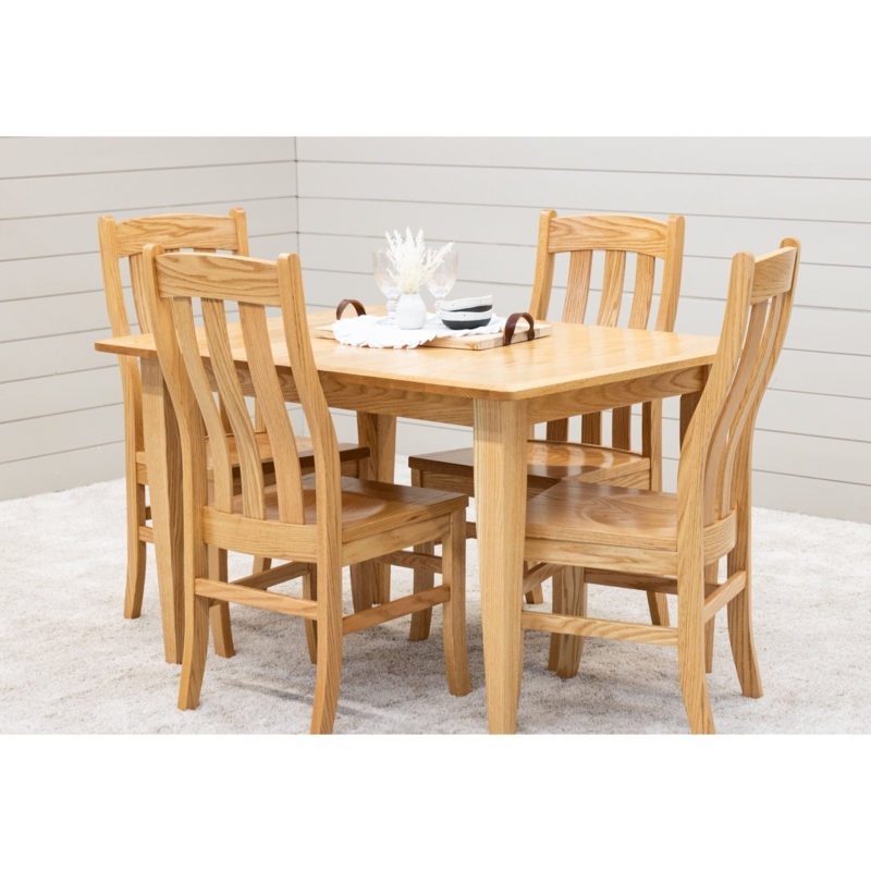 Dining Chair Wide Top Slat Ladder Back Upholstered Seat Warm Oak