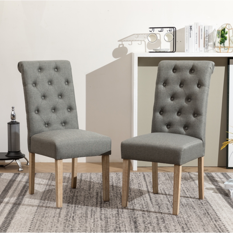Dining Chair Wingback Aqua Button Tufting Espresso Legs Transitional