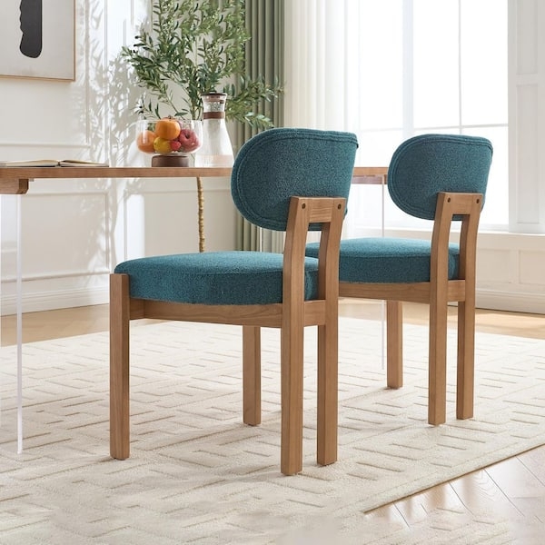 Dining Chair with Armless Curved Back and Dark Walnut Finish Frame