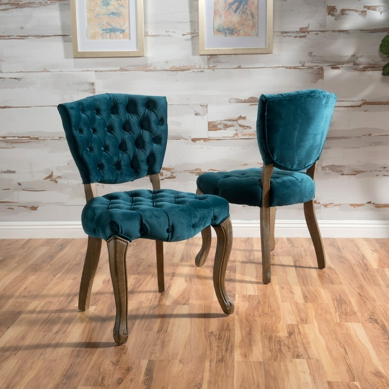 Dining Chair with Contemporary Bucket Seat and Dark Teal Velvet