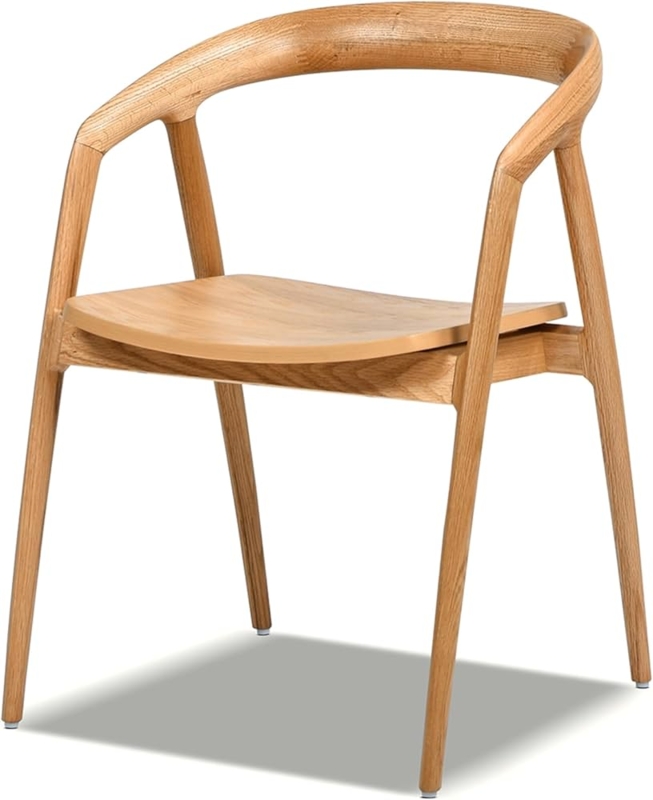Dining Chair with Sculpted Backrest in Warm Natural Brown Oak