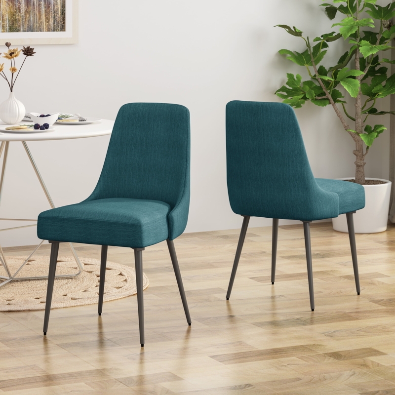 Dining Chair with Slim Silhouette and Modern Gunmetal Grey Legs