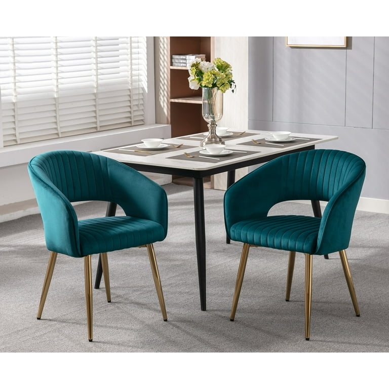 Dining Chair with Unique Hollow Back Design and Polished Gold Legs