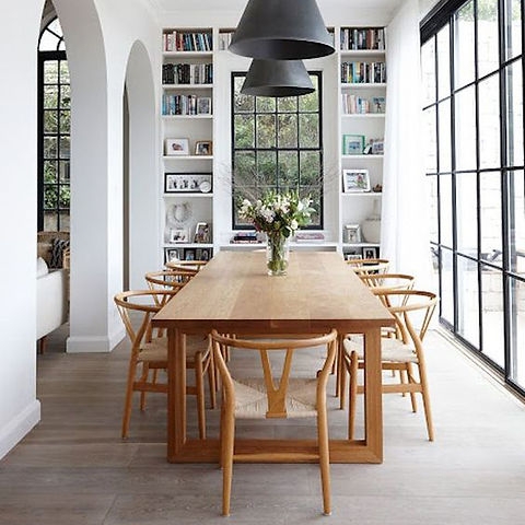 Dining Chair with Wishbone Back and Natural Woven Cord Seat