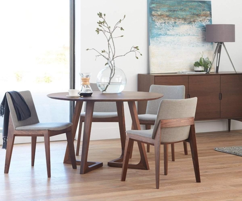 Dining Chair with Wrap-Around Backrest and Tapered Dark Legs