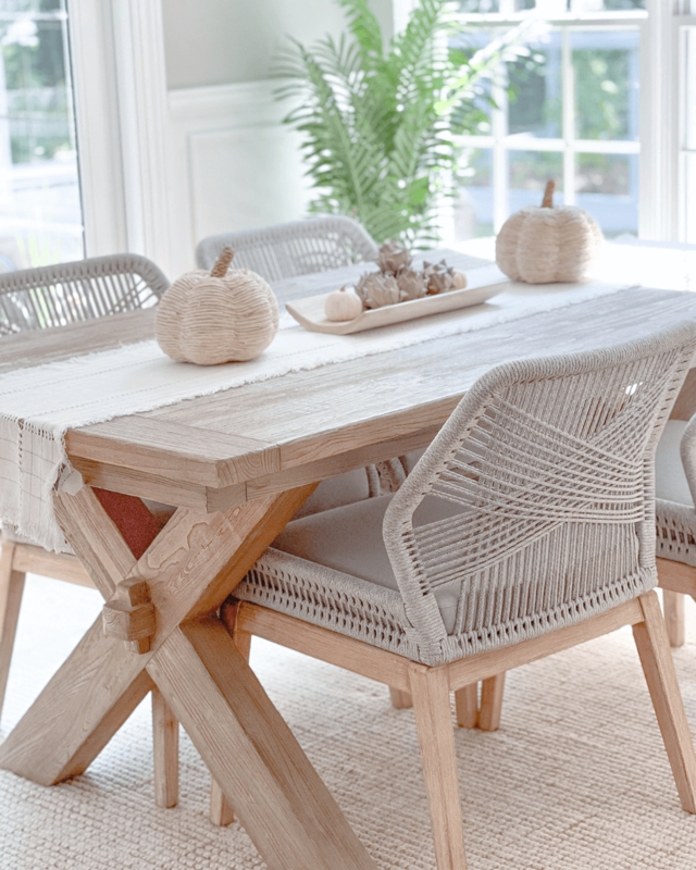 Dining Chair Woven Back Upholstered Seat Coastal Festive