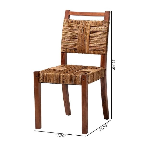 Dining Chair Woven Seagrass, Mango Wood Frame, Handwoven Detail