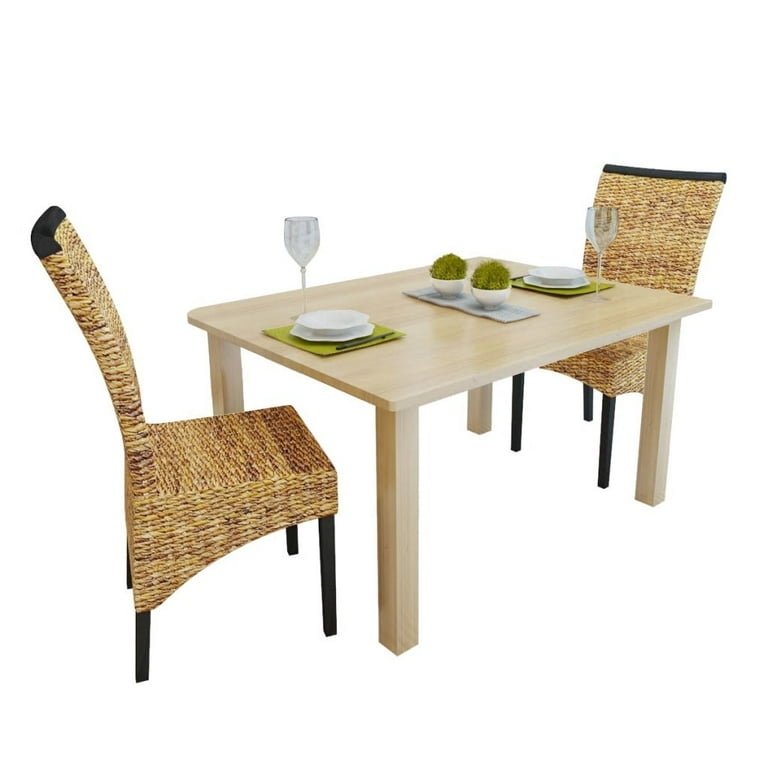 Dining Chair Woven Texture High Back, Wood Frame, Tropical Style