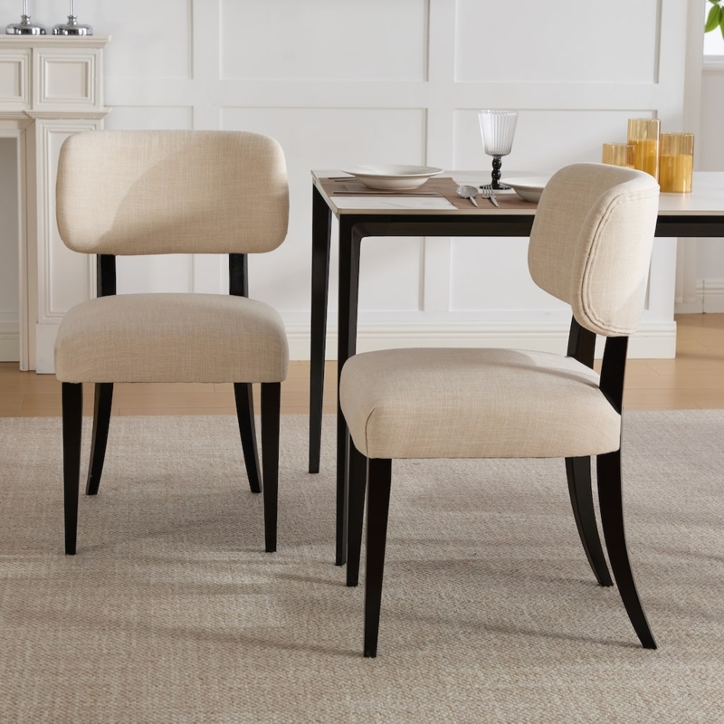 Dining Chair Wrap Around Backrest Tapered Wood Legs