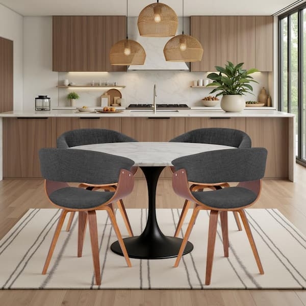 Dining Chair, Wrap-Around Wood Back with Upholstered Seat and Metal Legs