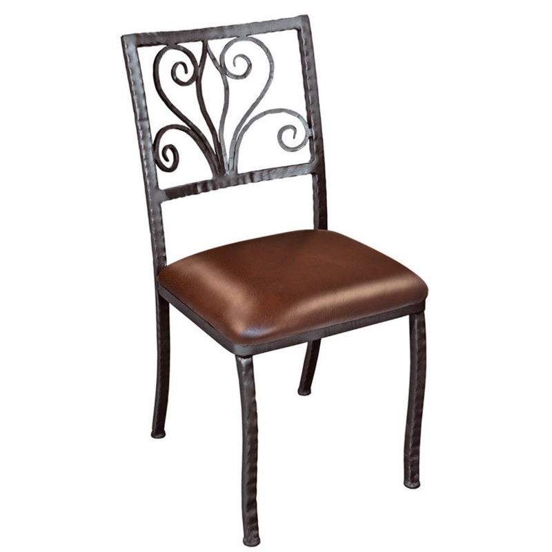 Dining Chair Wrought Iron High Slat Back Antique Bronze Finish