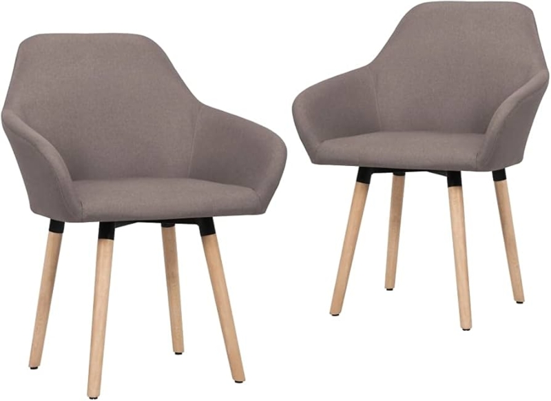 Dining Chairs Armless Taupe Upholstery Black Tapered Legs Set