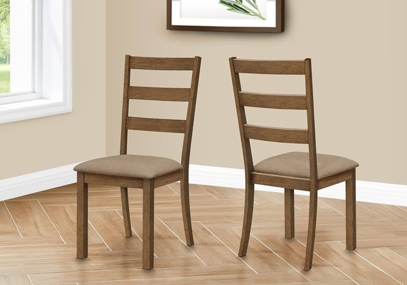 Dining Chairs Beige Linen Like Upholstery Curved Back Tapered Legs