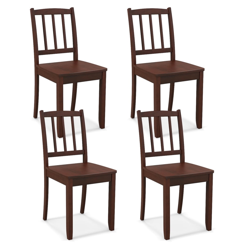 Dining Chairs, Brown Wood Curved Back, Set of 2, Splayed Legs
