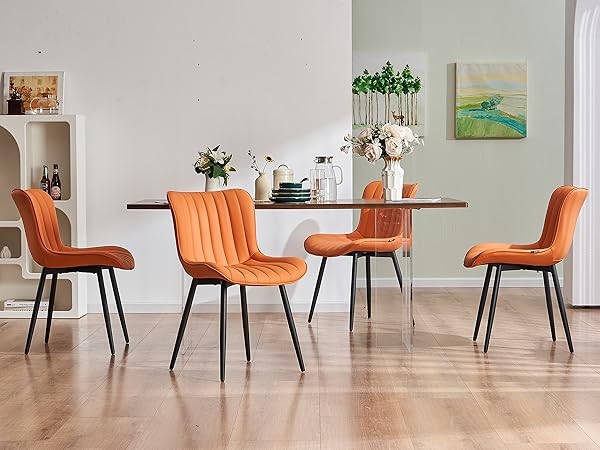 Dining Chairs Bucket Silhouette Armless Faux Leather