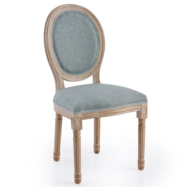 Dining Chairs Carved Frame Details, Oval Back, Distressed Finish