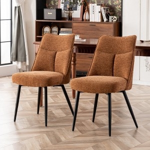 Dining Chairs, Charcoal Gray Upholstery, Tapered Wood Legs, Armless Design