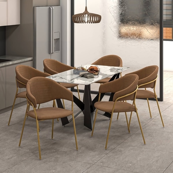 Dining Chairs Charcoal Grey Channel Tufted Polished Gold Legs
