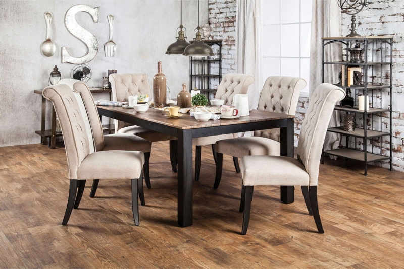 Dining Chairs Contemporary Rustic Button Tufting Wingback Silhouette